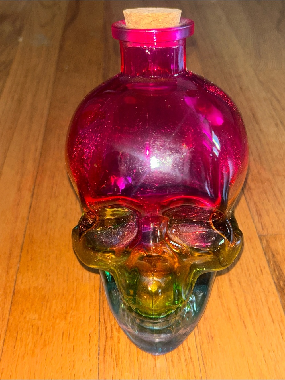 Glass Skull Bottle - Multicolor Decorative Home Art - Picture 2 of 3